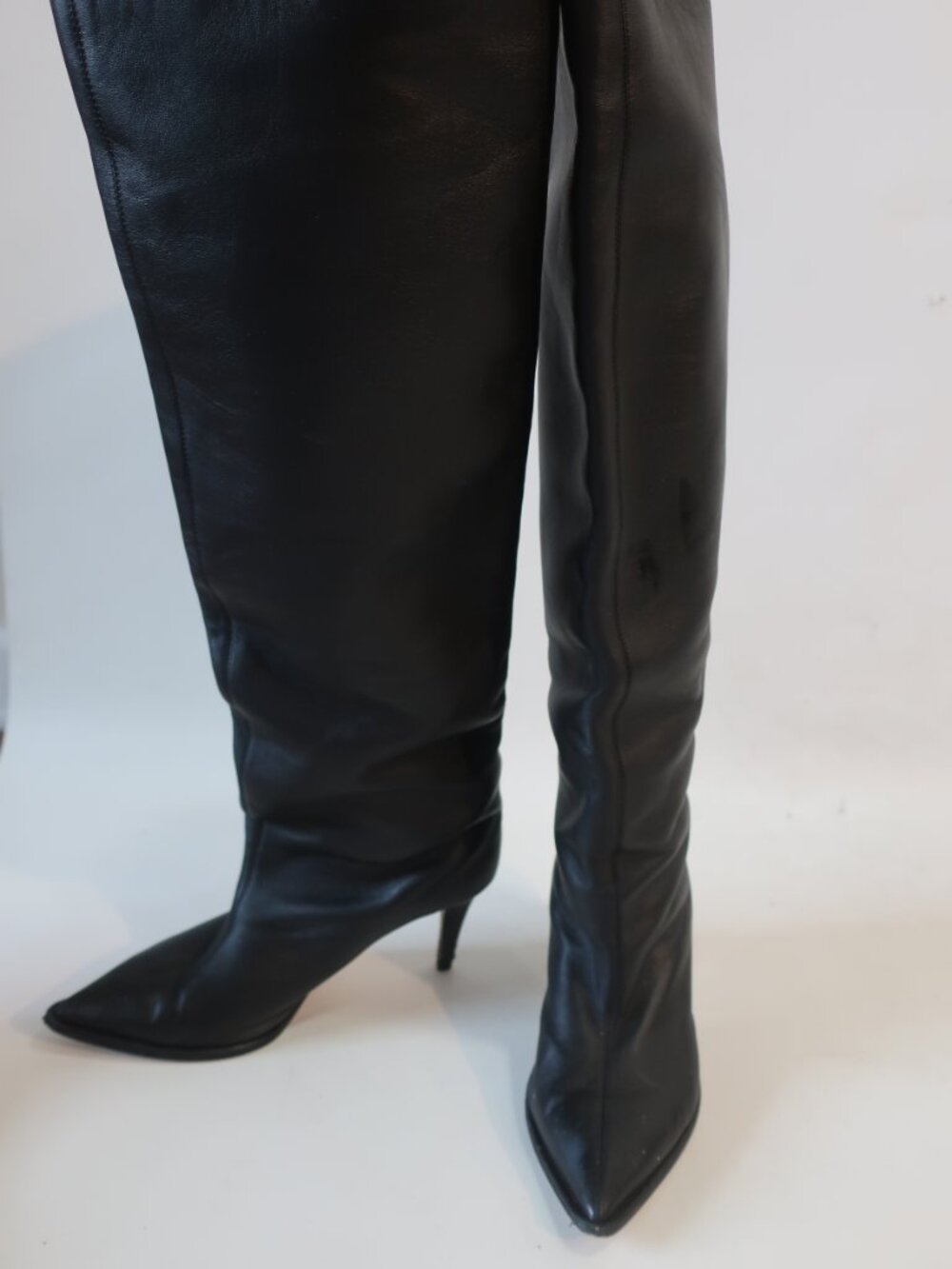 Womens Tamara Mellon Black Leather Over-Knee Tall Heeled Boots 38.5 US/8.5